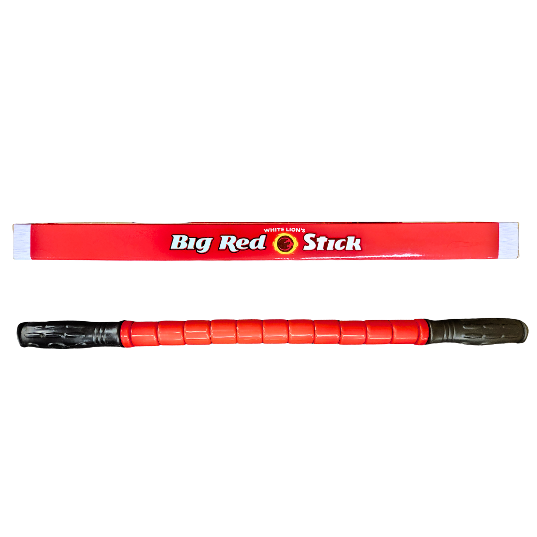 24" Massage Stick for self massage by White Lion Athletics. Pictured here with box.