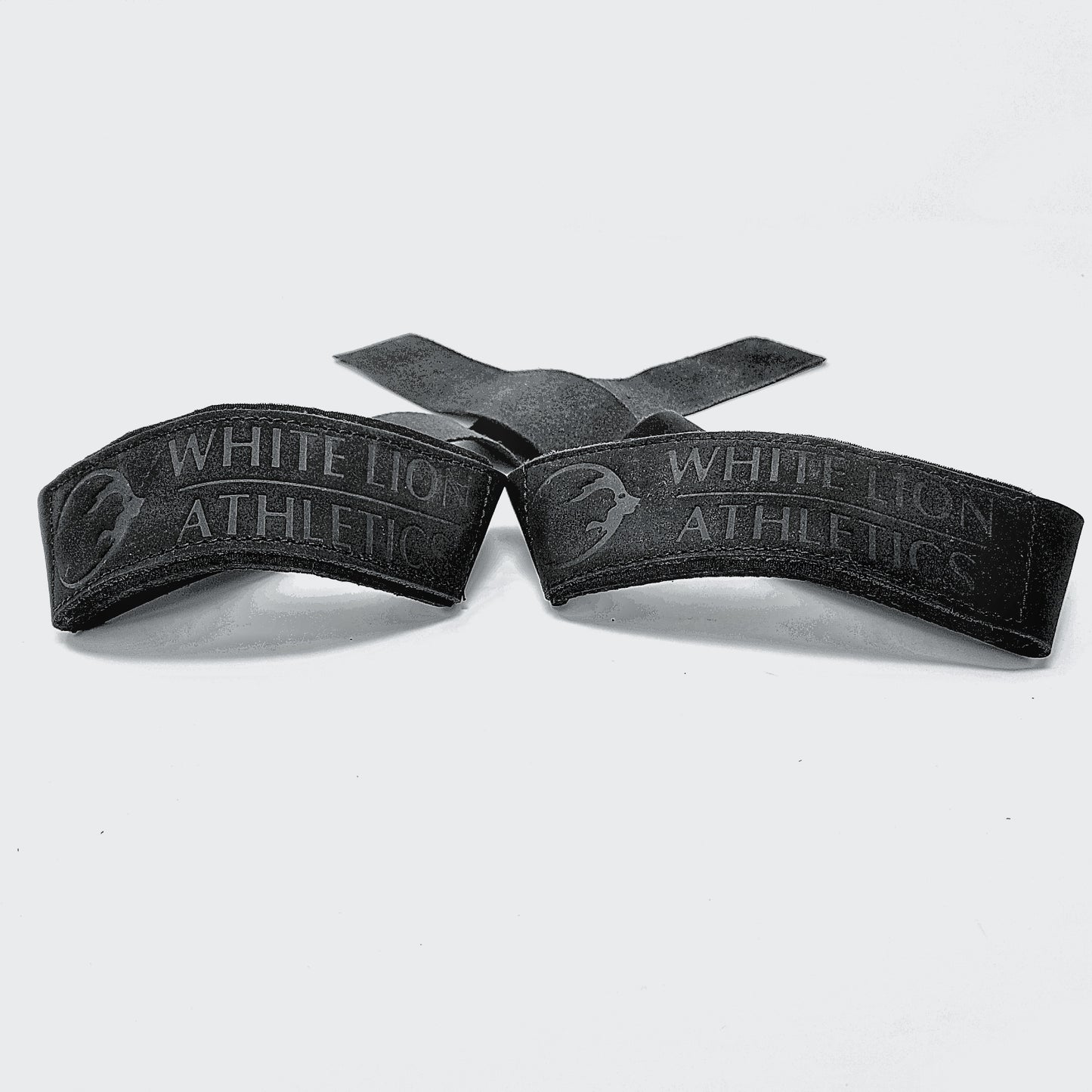 Leather Weightlifting Straps - color Black -with Neoprene Wrist Padding - White Lion Athletics