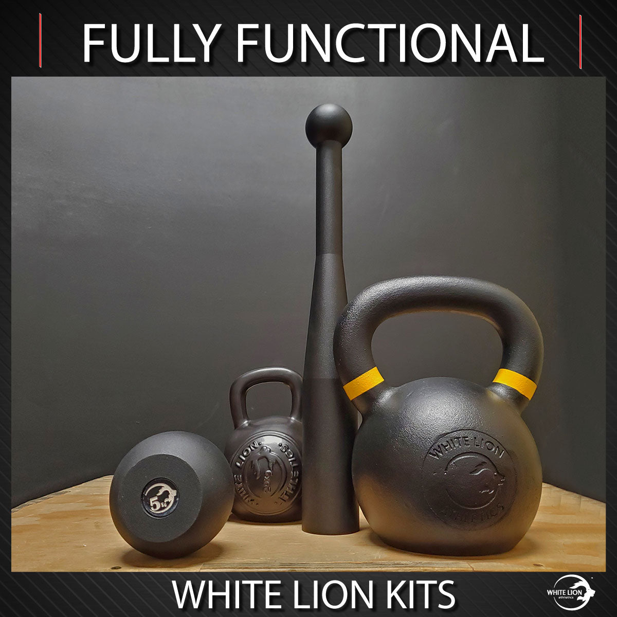 Fully Functional (5kg Mace/ 8kg Club/20kg Kettlebell + 650ml Kettlebell Mug) - White Lion Athletics