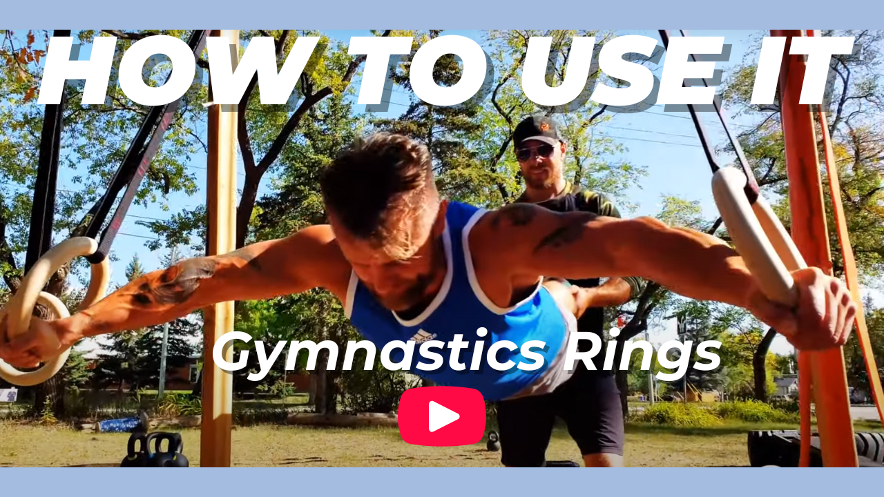 Load video: A video showing the multiple uses White Lion Athletics gymnastics rings aside from hanging them.