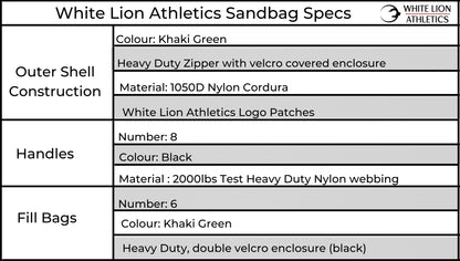 Exercise Sandbag |  (60lbs Adjustable) - White Lion Athletics