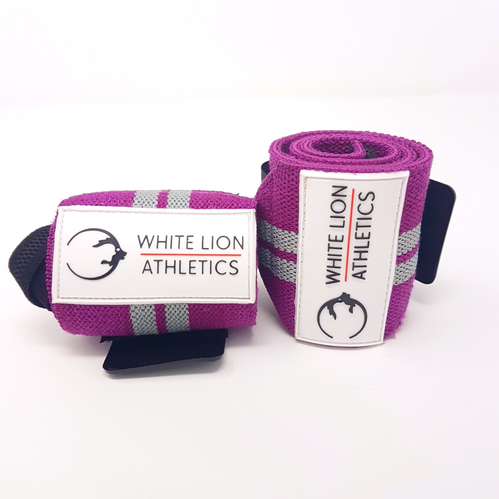 Wrist Wraps| Purple with Grey Stripes| Wrist Support for Weightlifting & Crossfit - White Lion Athletics