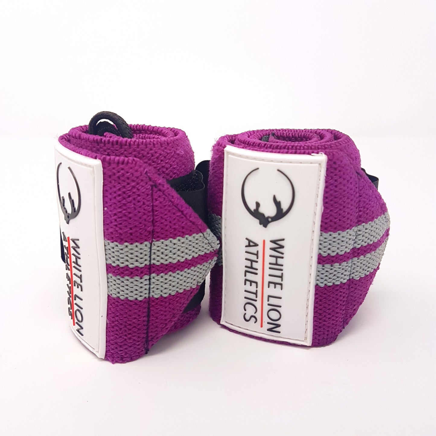 Wrist Wraps| Purple with Grey Stripes| Wrist Support for Weightlifting & Crossfit - White Lion Athletics