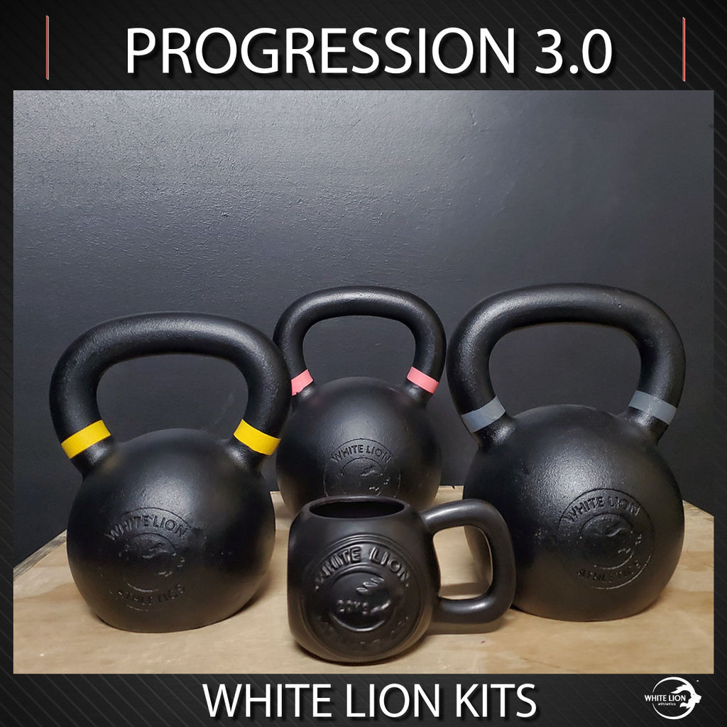 Kettlebell Package: Progression 3.0 (20kg/24kg/28kg + 650ml Kettlebell Mug) | In Stock Now - White Lion Athletics