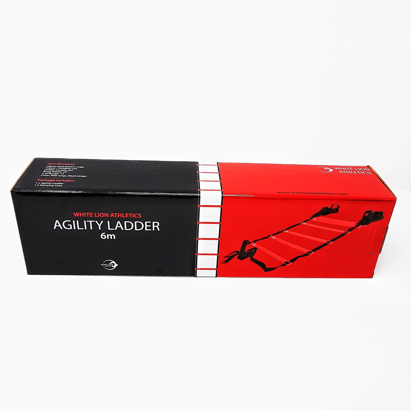 The Product box for the 6 meter Agility Ladder  with Carry Bag Included  by White Lion Athletics.